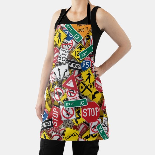 Autofahrer-Fun Road-Sign Collage Schürze (InSitu)