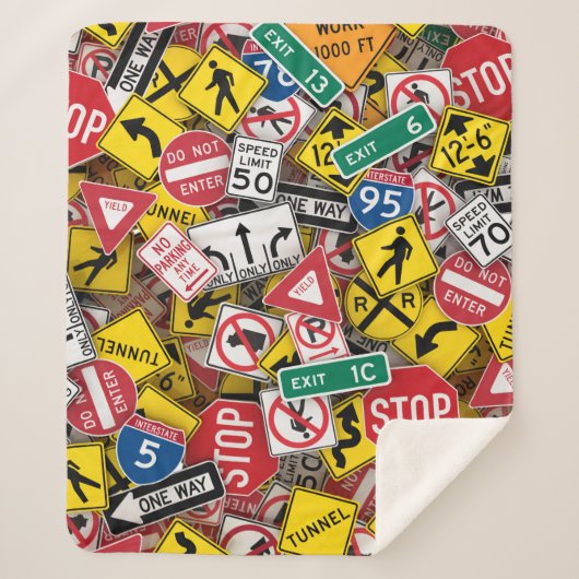 Autofahrer-Fun Road-Sign Collage Sherpadecke (Vorderseite)