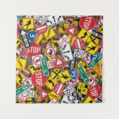 Autofahrer-Fun Road-Sign Collage Wandteppich (Vorderseite (Horizontal))