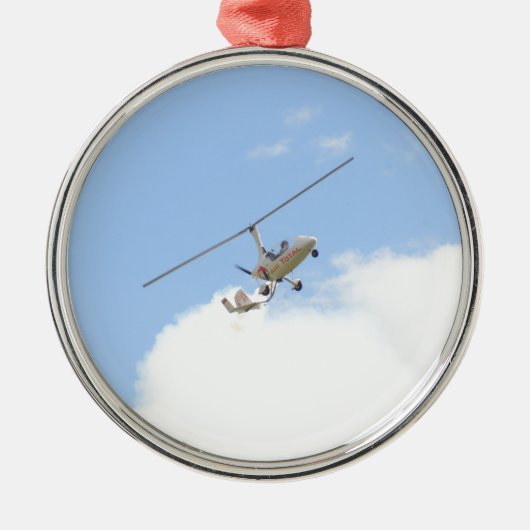 Autogiro im Flug Silbernes Ornament (Vorne)