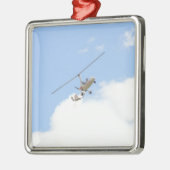 Autogiro im Flug Silbernes Ornament (Links)
