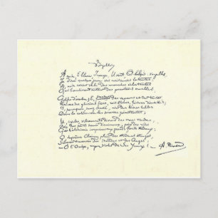 Autogrammmanuskript der Voyelles (Rimbaud) Postkarte