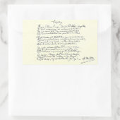 Autogrammmanuskript der Voyelles (Rimbaud) Rechteckiger Aufkleber (Tasche)