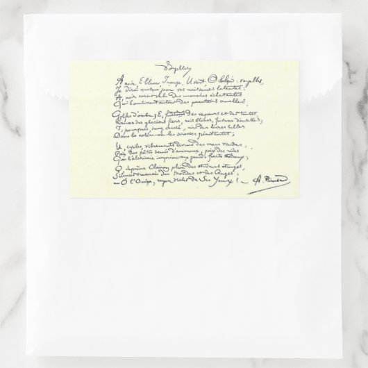 Autogrammmanuskript der Voyelles (Rimbaud) Rechteckiger Aufkleber (Tasche)