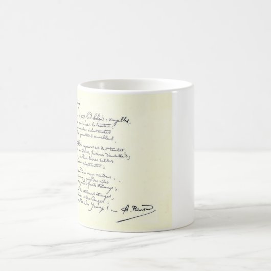 Autograph Manuskript of Voyelles (Rimbaud) Kaffeetasse (Mittel)