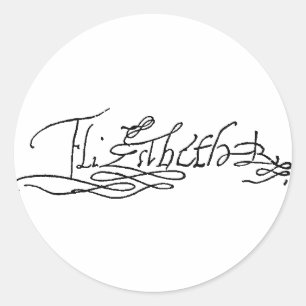 Autograph von Queen Elizabeth I. von England Runder Aufkleber