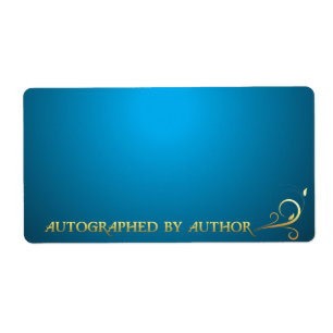 Autographiert von Autor Gold auf blau