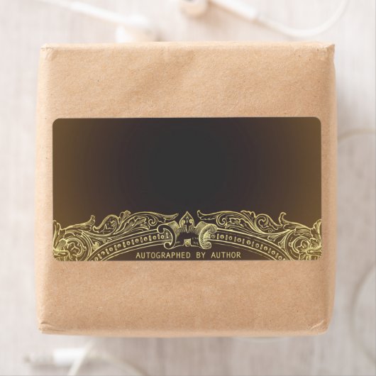 Autographiert von Autor Gold auf braun (Insitu)