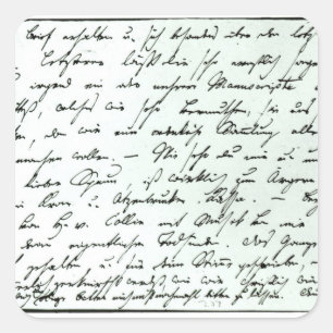 Autographischer Buchstabe von Franz Schubert Quadratischer Aufkleber