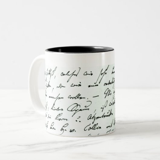Autographischer Buchstabe von Franz Schubert Zweifarbige Tasse (Vorderseite Links)