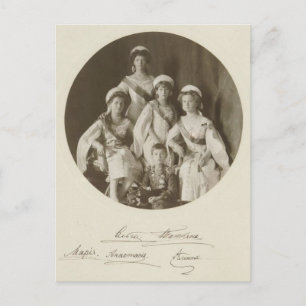 AUTOGRAPHS OTMA & Alexis Romanov Russland Kinderze Postkarte