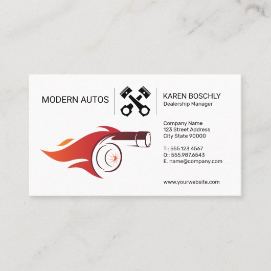 Autohandel | Auto-Wartung | Turbofeuer Visitenkarte (Vorderseite)