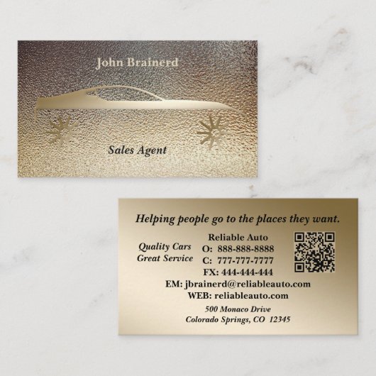 Autohändler Classy Gold & Black QR Code Visitenkarte (Vorne/Hinten)