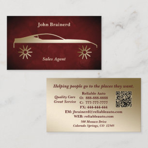 Autohändler Velvet Crimson Rot & Gold QR Code Visitenkarte