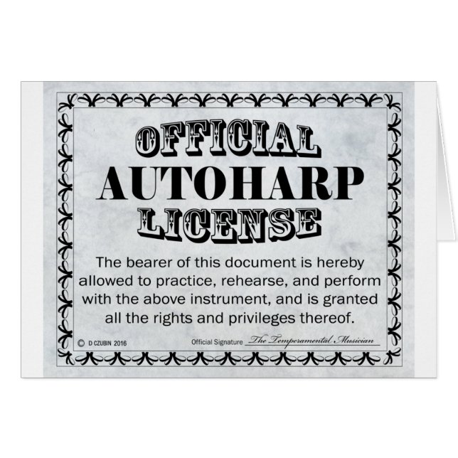 Autoharp-Lizenz (Vorderseite (Horizontal))