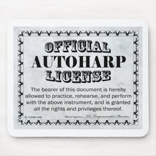 Autoharp-Lizenz Mousepad (Vorne)