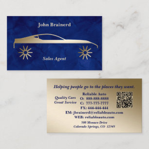 Autohaus Velvet Blue & Gold QR-Code  Visitenkarte