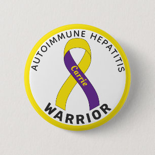 Autoimmun-Hepatitis-Krieger-Schleife Weiße Taste Button