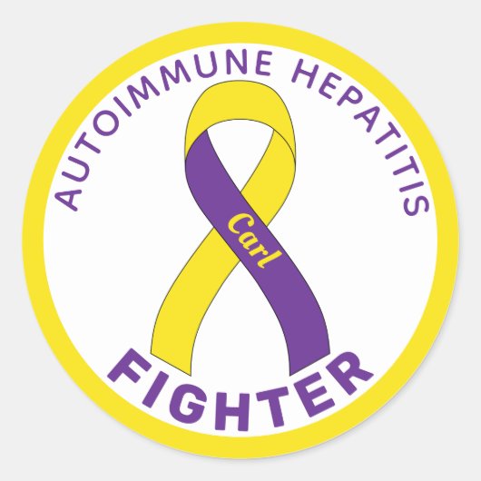 Autoimmune Hepatitis Fighter Ribbon White Classic Runder Aufkleber (Vorderseite)