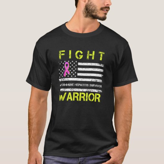 Autoimmune Hepatitis Survivor Warrior America Flag T-Shirt (Vorderseite)