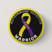 Autoimmune Hepatitis Warrior Ribbon Black Button (Vorderseite)
