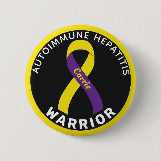 Autoimmune Hepatitis Warrior Ribbon Black Button (Vorderseite)