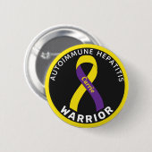 Autoimmune Hepatitis Warrior Ribbon Black Button (Vorne & Hinten)