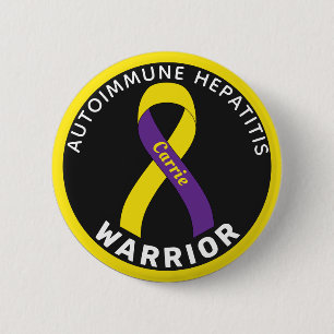 Autoimmune Hepatitis Warrior Ribbon Black Button
