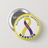 Autoimmune Hepatitis Warrior Ribbon weiße Taste Button (Vorne & Hinten)