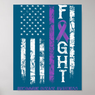 Autoimmunerkrankung Krieger US-Flagge Illustration Poster