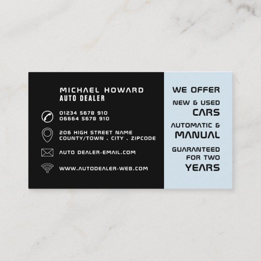 Autologo, Auto-Händler Visitenkarte (Rückseite)