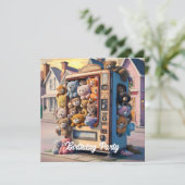 Automat gefüllt mit Teddybären Einladung (Stehend Vorderseite)