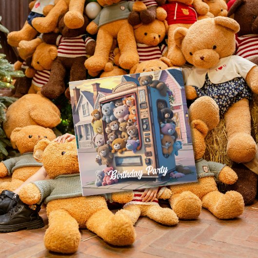 Automat gefüllt mit Teddybären Einladung