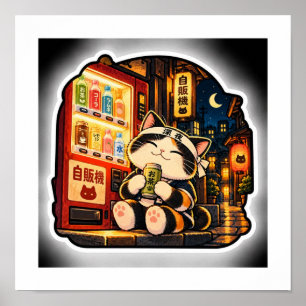 Automat Katzenposter Japanische Nachtstraße Poster