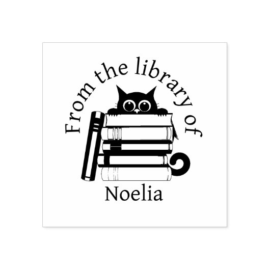 Automatic and Wooden Stamp Cat Library Gummistempel (Prägung)