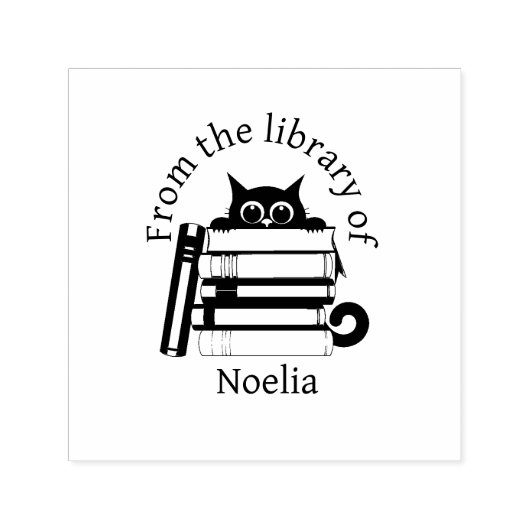 Automatic and Wooden Stamp Cat Library Permastempel (Design)