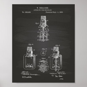 Automatische Brandsprinkler 1888 Patent - Tafel Poster