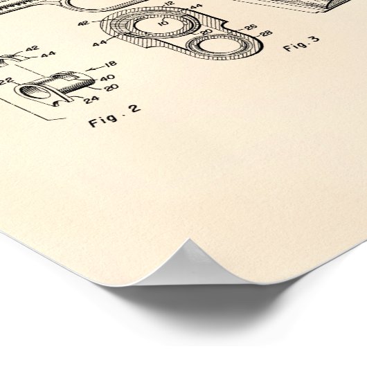 Automatische Pistolen 1949 Patent Art Old Peper Poster (Ecke)