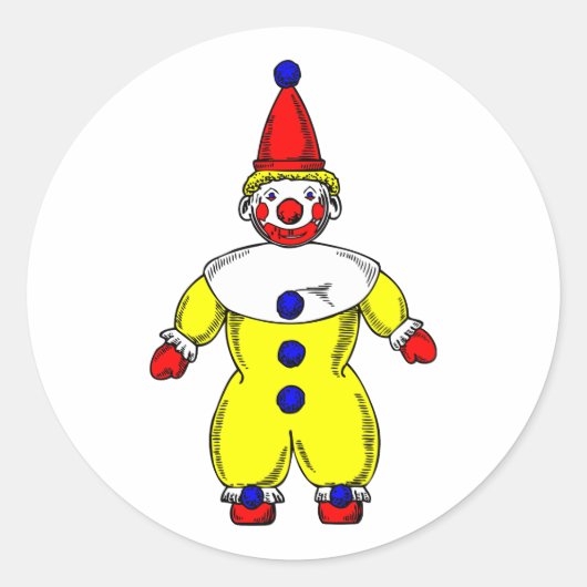 Automatischer Clown-Cartoon Johnny Runder Aufkleber (Vorderseite)