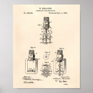 Automatischer Feuersprinkler 1888 Patent - Alter P Poster