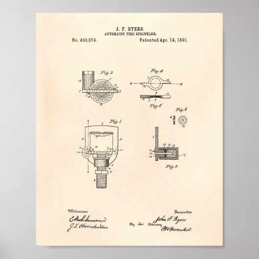 Automatischer Feuersprinkler 1891 Patent - Alter P Poster (Vorne)