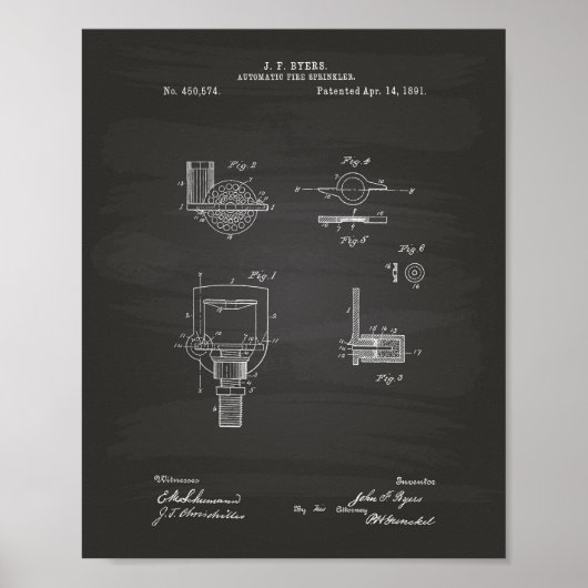 Automatischer Feuersprinkler 1891 Patent - Kopfbre Poster (Vorne)