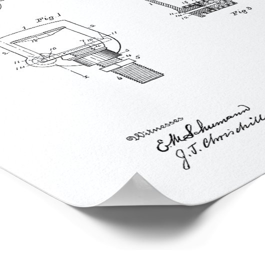 Automatischer Feuersprinkler 1891 Patent - Weißbuc Poster (Ecke)
