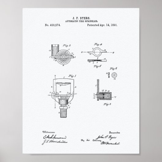 Automatischer Feuersprinkler 1891 Patent - Weißbuc Poster (Vorne)