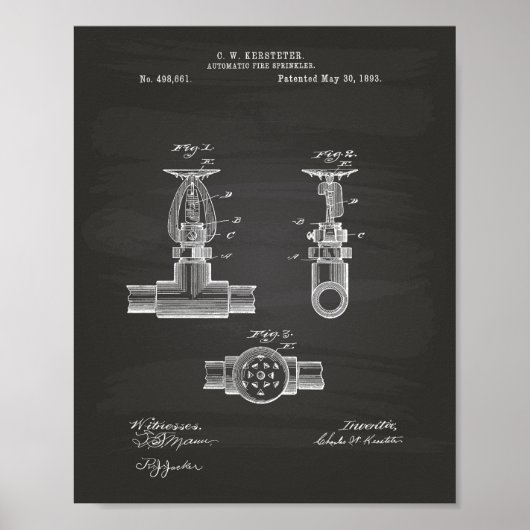 Automatischer Feuersprinkler 1893 Patent - Kopfbre Poster (Vorne)