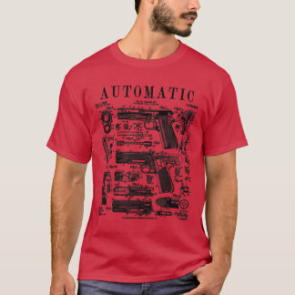 Automatischer Pistole Handgun Feuerwaffe Vintage W T-Shirt