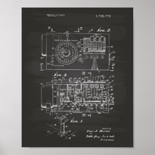 Automatischer Regler 1973 Patent Kunst Kreidetafel Poster
