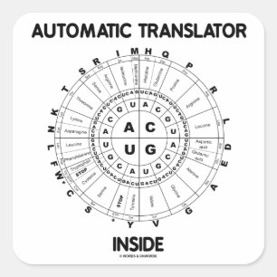 Automatischer Translator Inside (RNA Codon Wheel) Quadratischer Aufkleber