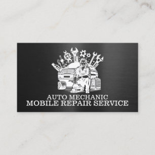 Automechaniker-Automobilreparatur-Metall-Schwarz Visitenkarte