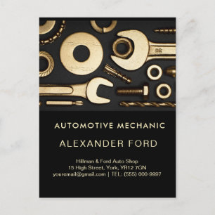 Automechaniker Garage Metallisch silberner glänzen Postkarte